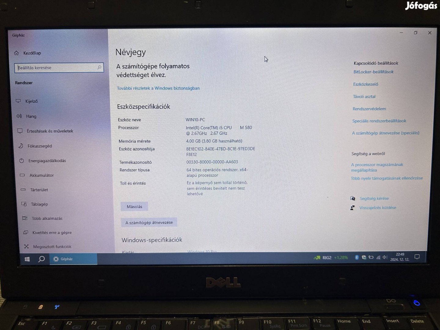 Dell Latitude E4310 i5-580M 4GB 64GB SSD Win10 üzleti laptop