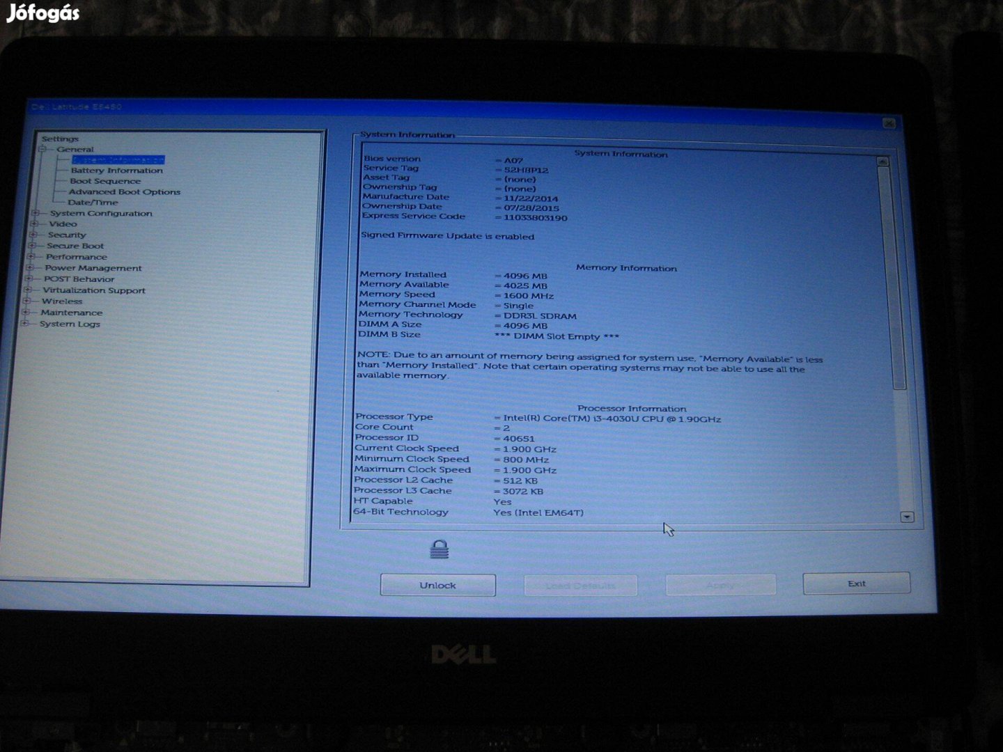 Dell Latitude E5450 hibás laptop eladó!