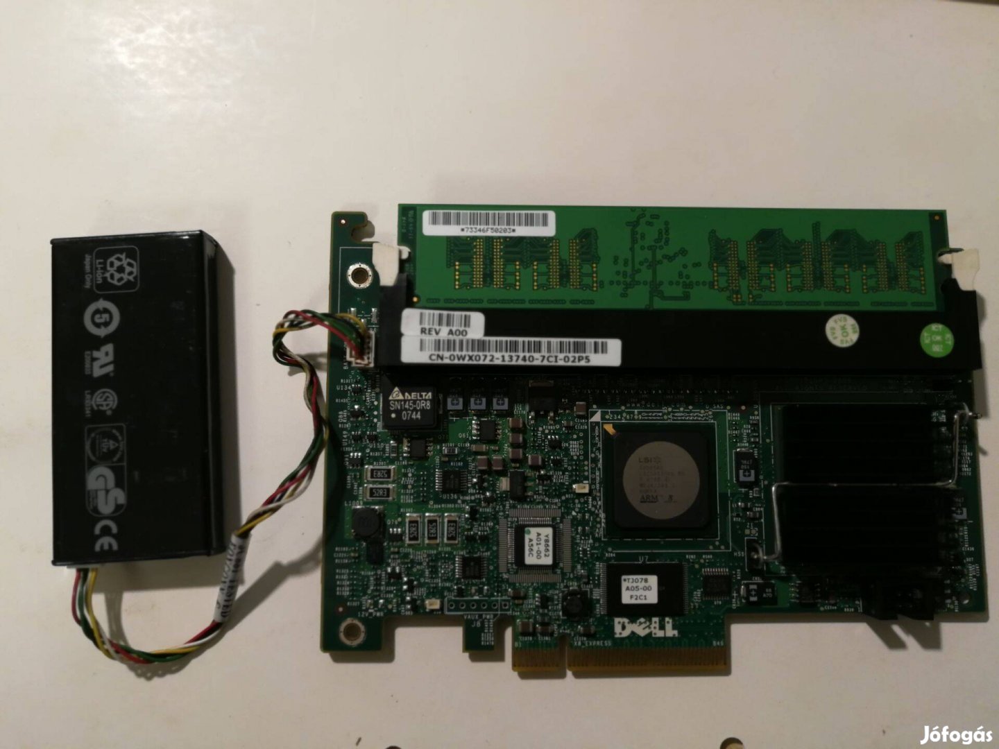 Dell Perc 5i SAS Raid controller, Pcie, +battery, raid kábelek