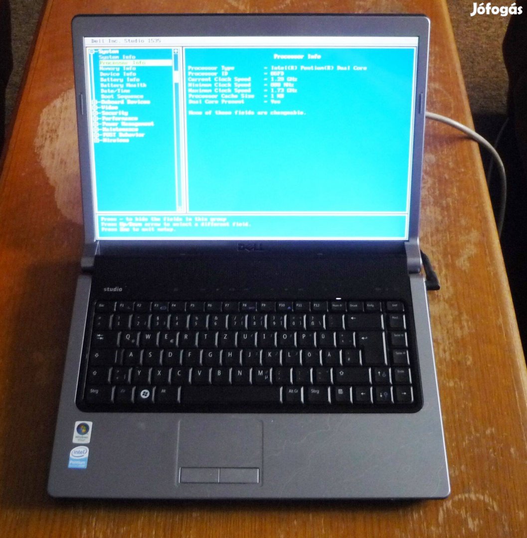 Dell Studio 1535 (T2370-2GB) hiányos, de működik
