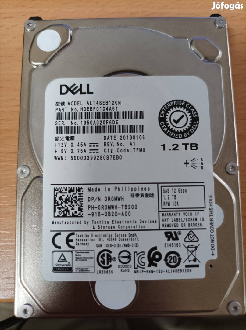 Dell Szerver HDD 1.2 Tb 2,5"