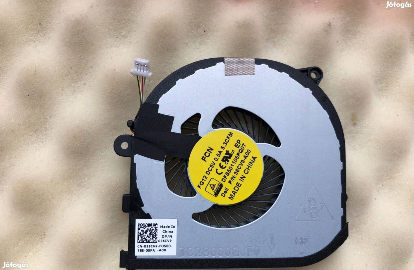 Dell XPS 15-9550 Precision 5510 ventilátor fan jobb 36CV9 DC28000Gjf0