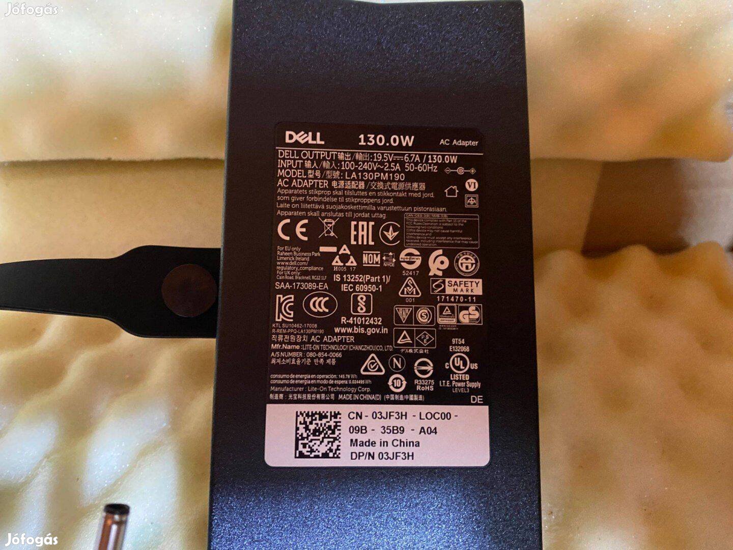 Dell XPS 9550 9560 9570 XPS 7590 130W gyári töltő LA130PM190 3JF3H