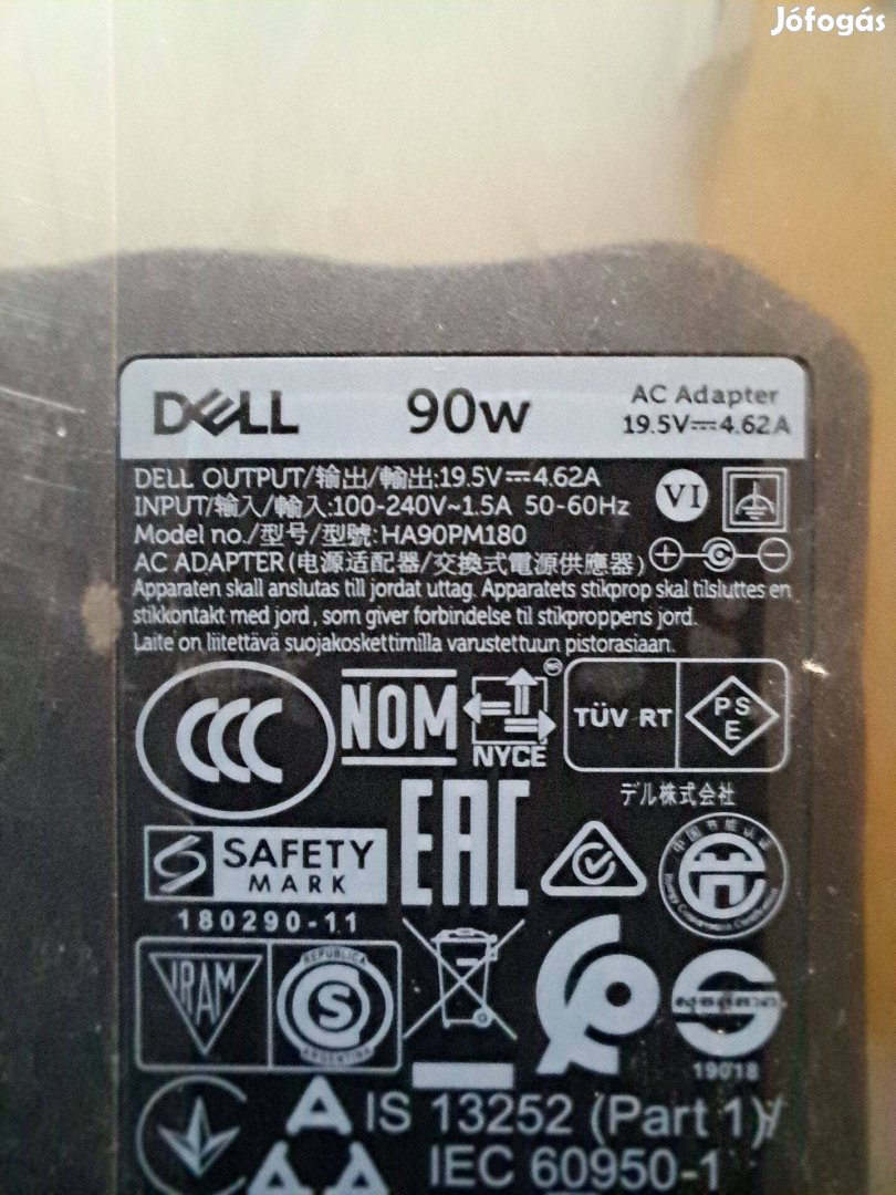 Dell laptop adapter, 19,5V 90W 4,62A