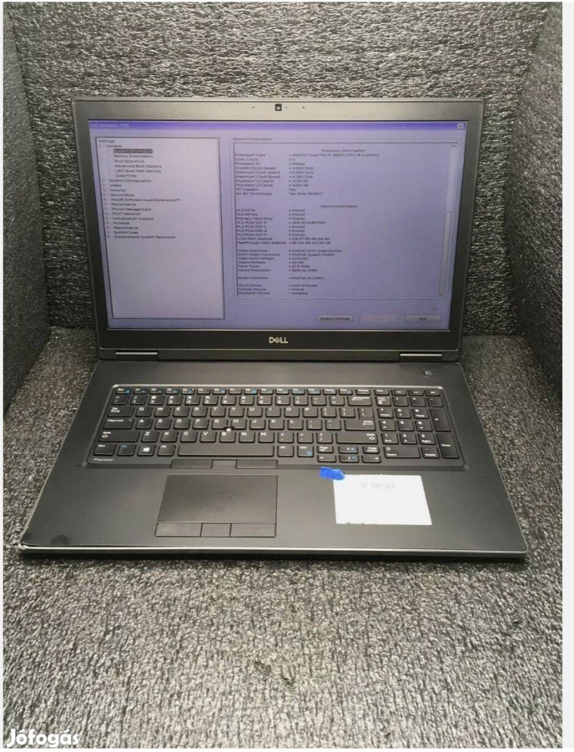 Dell precision laptop eladó i7-8700H Quadro P3200 6GB