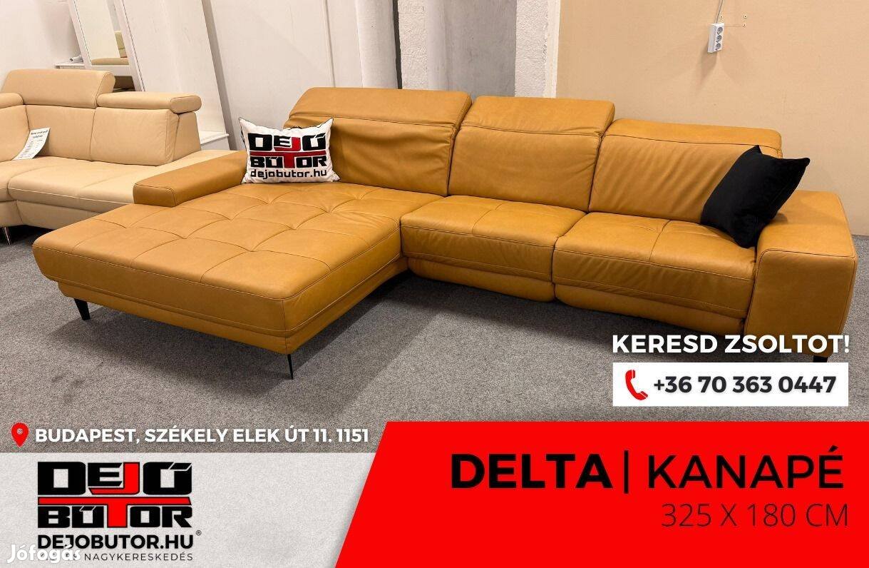 Delta valódi bőr krém sarok kanapé ülőgarnitúra 325x180 cm