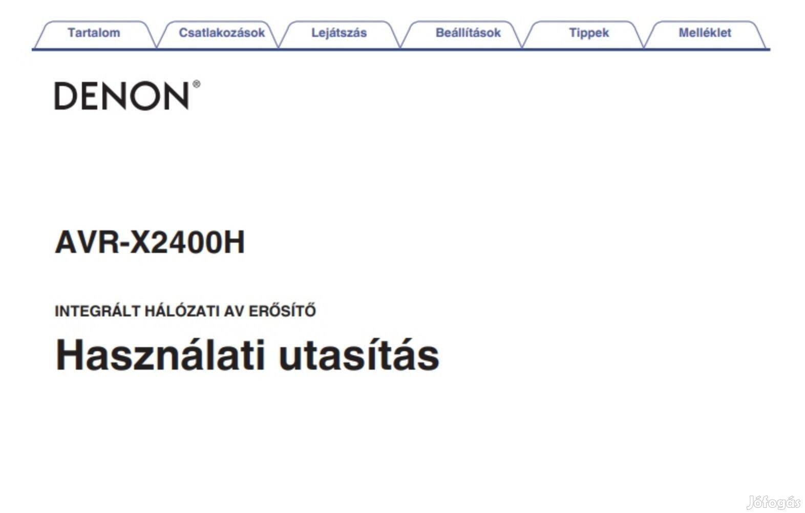 Denon AVR-X2400H magyar nyelvű használati utasítás