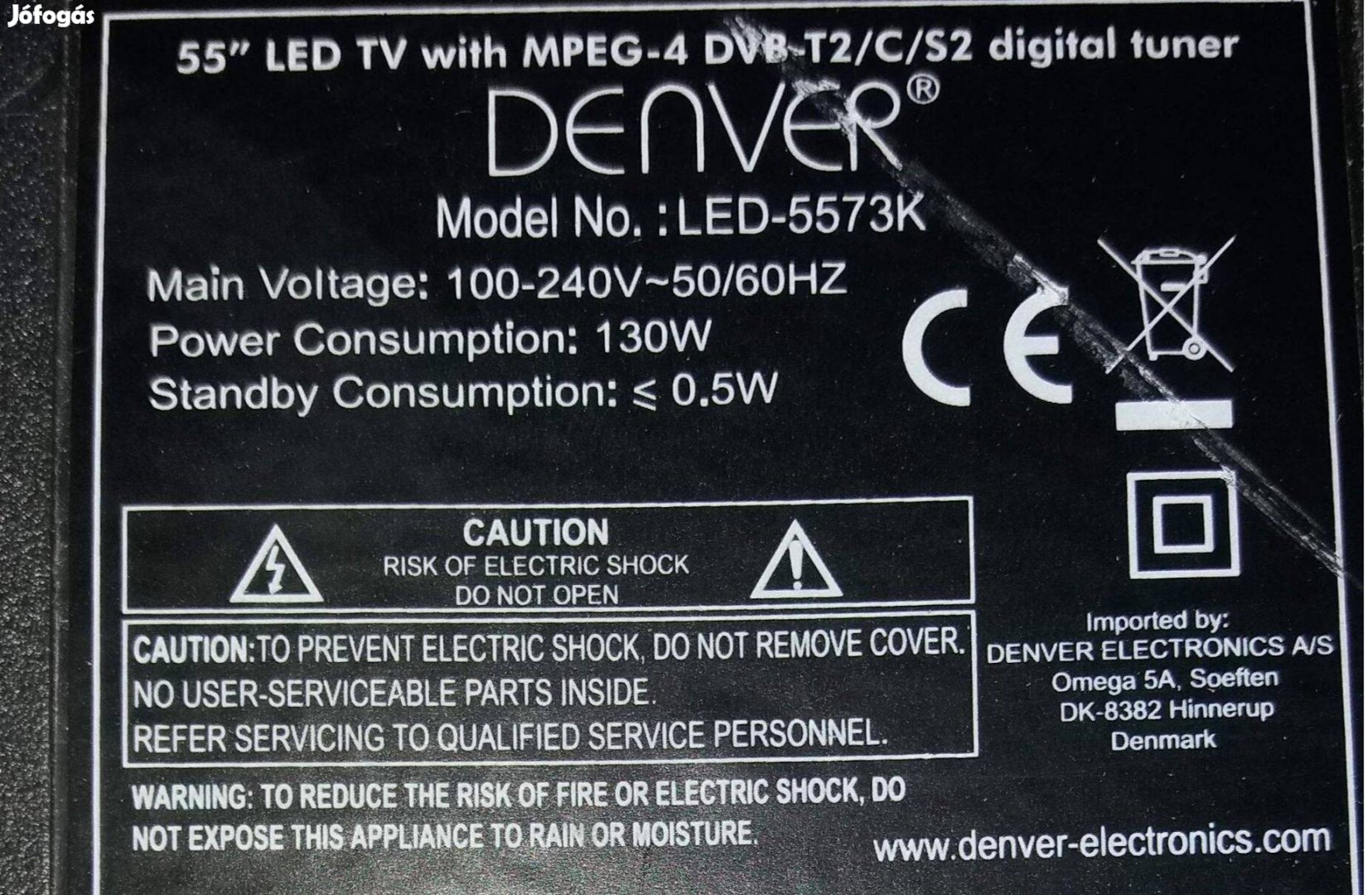 Denver 55" LED-5573K ívelt hajlított LED tv hibás törött CV6488H-Y