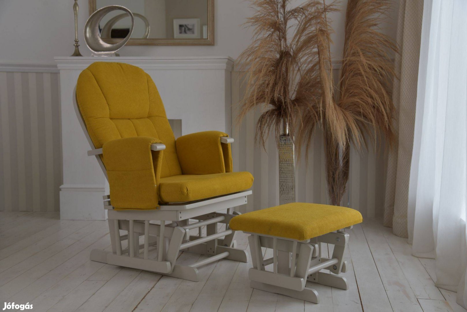 Design Plus szoptatós fotel mustár szürke