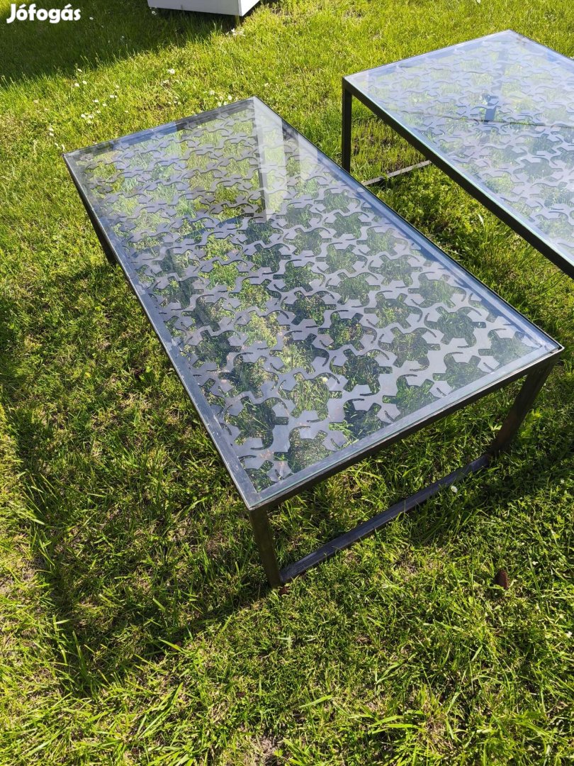 Design asztal, fém asztal, üveg, dohányzó, bár asztal eladó 