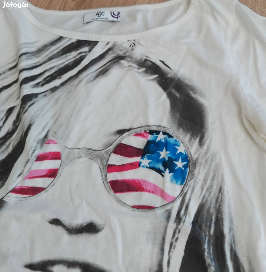 Designer fehér pamut női felső S