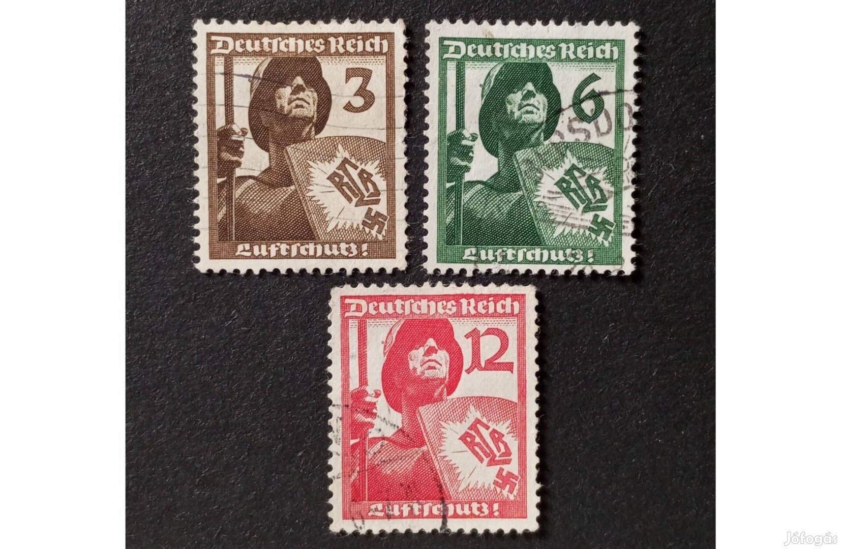 Deutsches Reich 1937-es légvédelem komplett bélyegsor