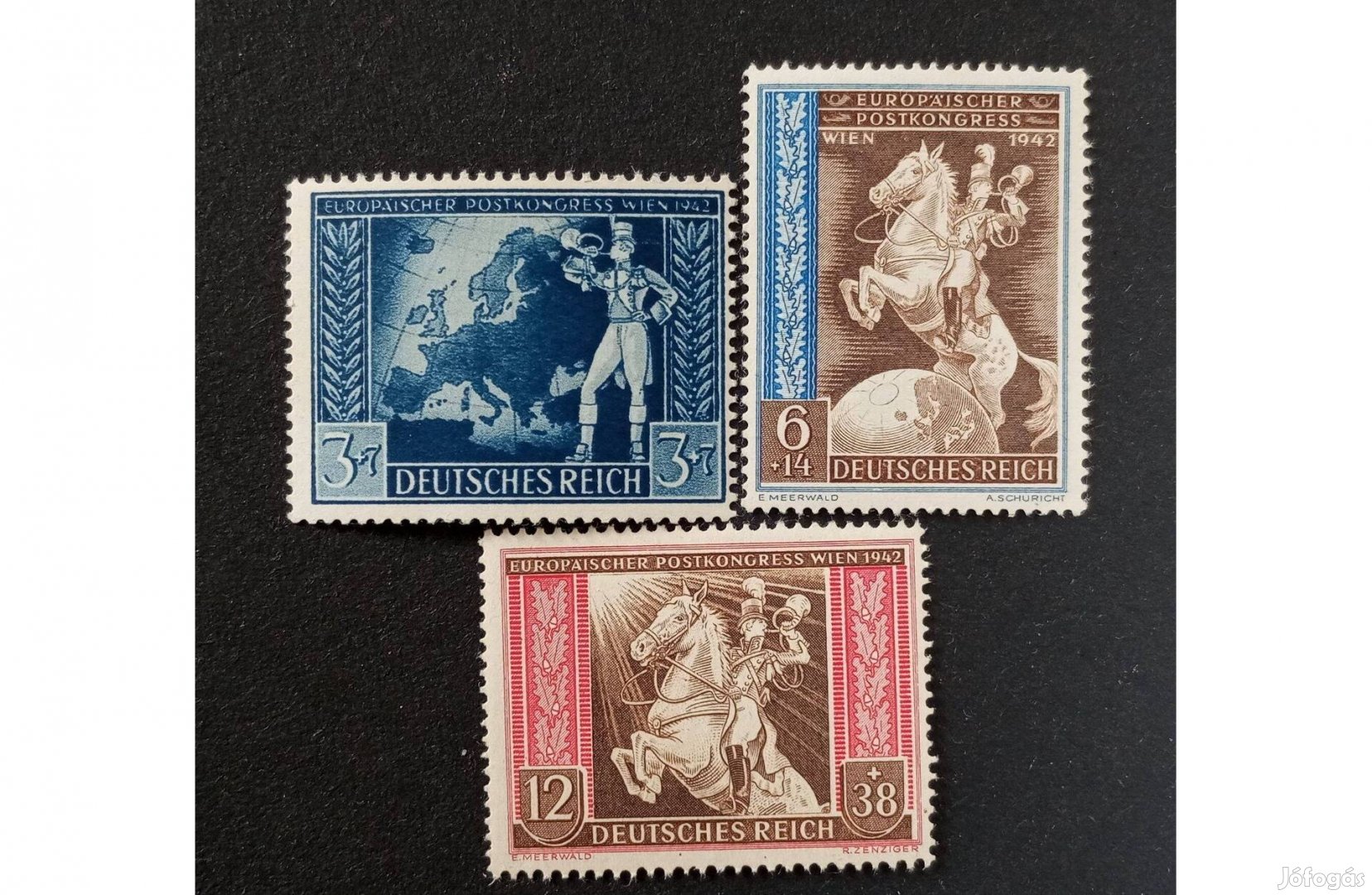 Deutsches Reich 1942-es Bécsi Postakongresszus komplett bélyeg sor