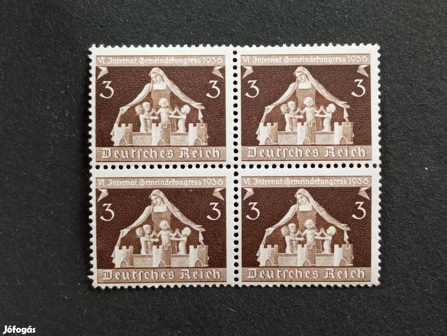 Deutsches Reich 4 postatiszta bélyeg Mi.617 1936. évi Nemzetközi Önkor