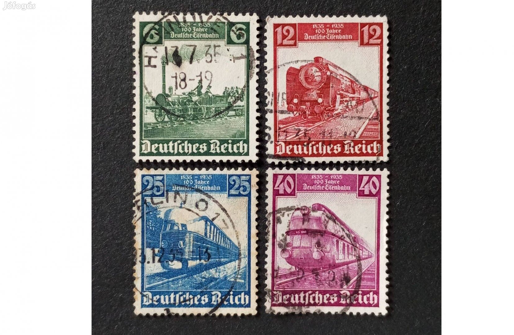 Deutsches Reich komplett bélyegsor 1935 Mozdonyok A német vasút 100