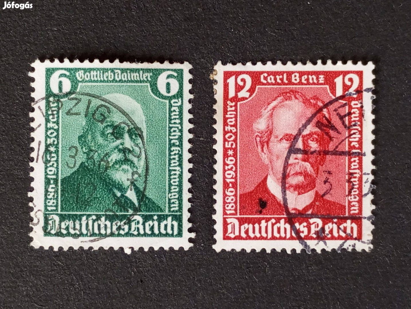 Deutsches Reich pecsételt bélyegsor 1936 Az autó 50. évfordulója