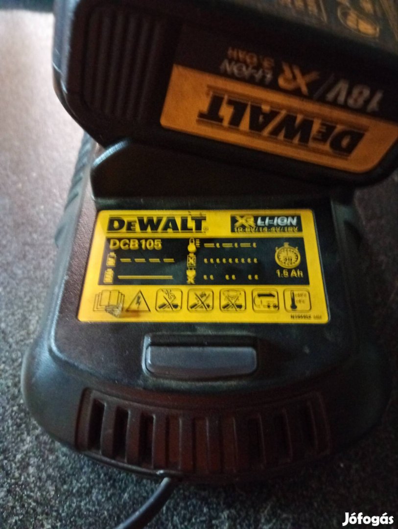 Dewalt DCB 105 töltő +DCB 180 akku gyári használt alkalmiba 