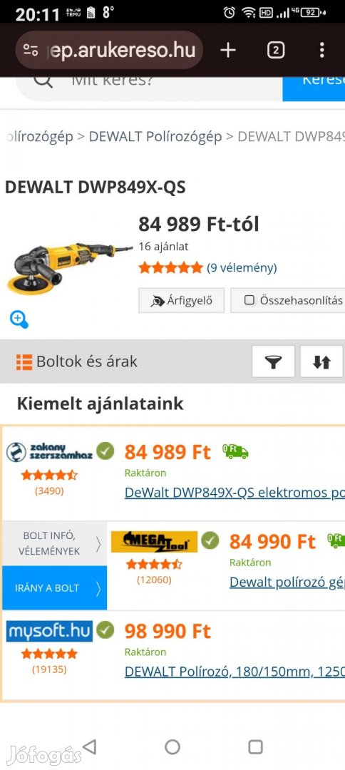 Dewalt polírozó gép eladó.1xhasznált!