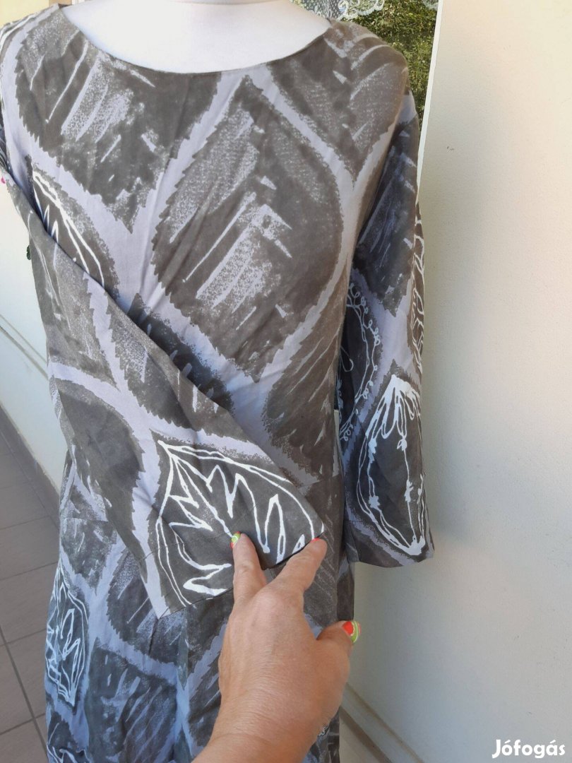 Didi új 42/44-es khakizöld mintás elegáns női pamut ruha
