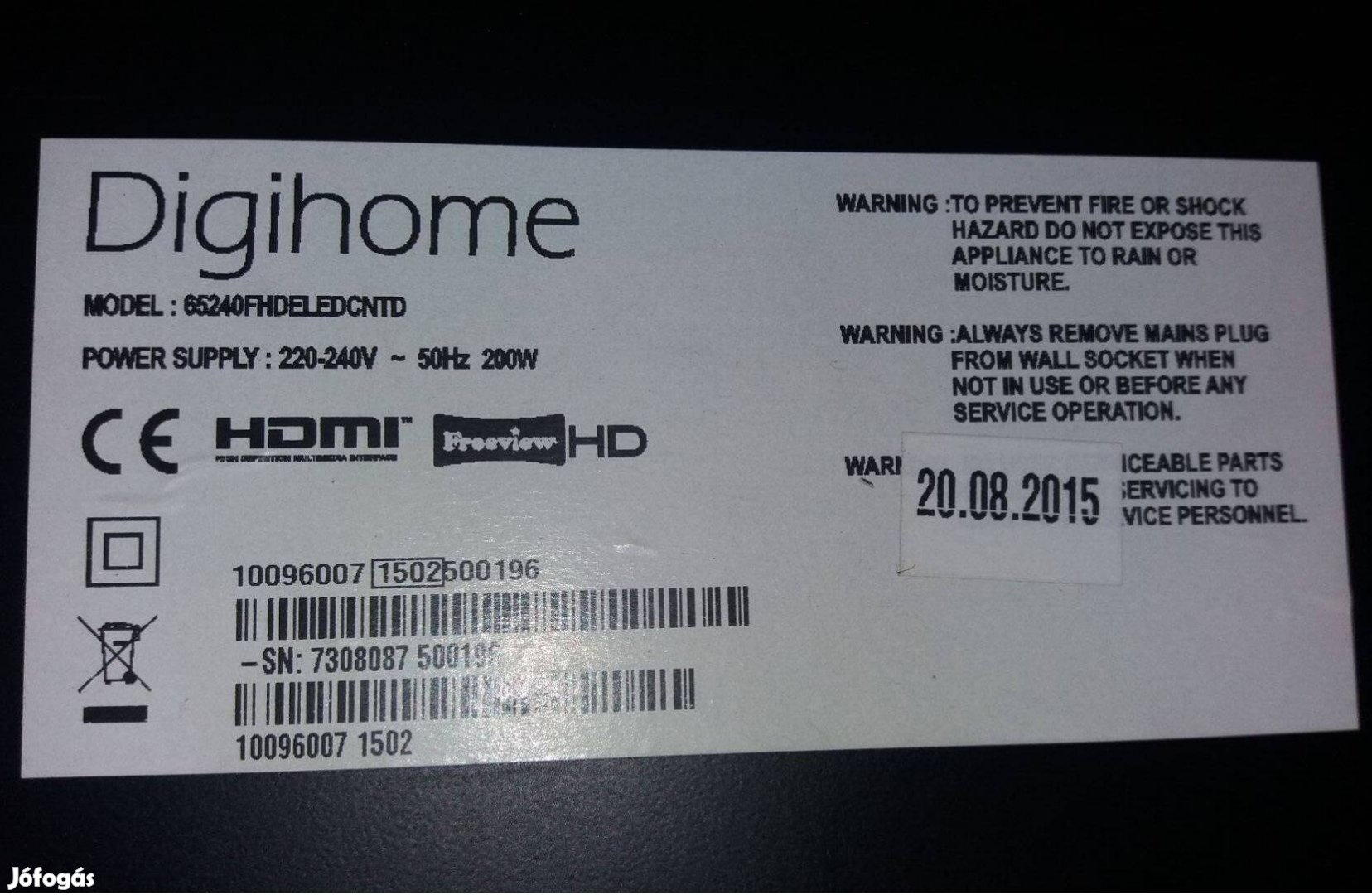 Digihome 65" LED tv háttér világítás 65240Fhdeledcntd