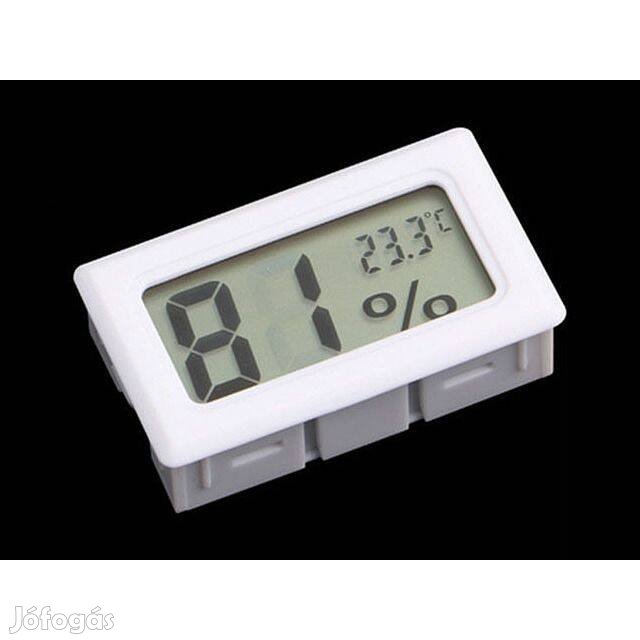 Digitális LCD Páratartalom mérő + Hőmérő (Fehér)