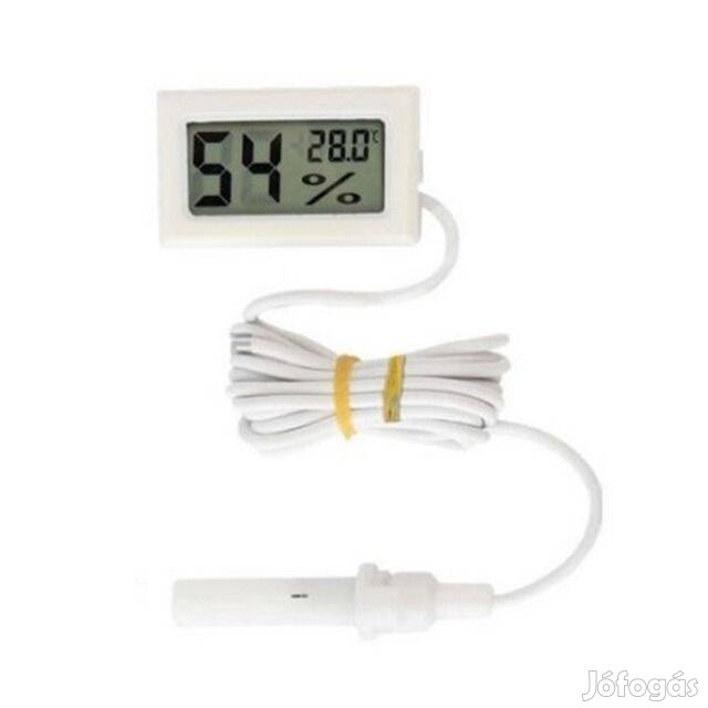 Digitális LCD Páratartalom mérő + Hőmérő (Fehér) _