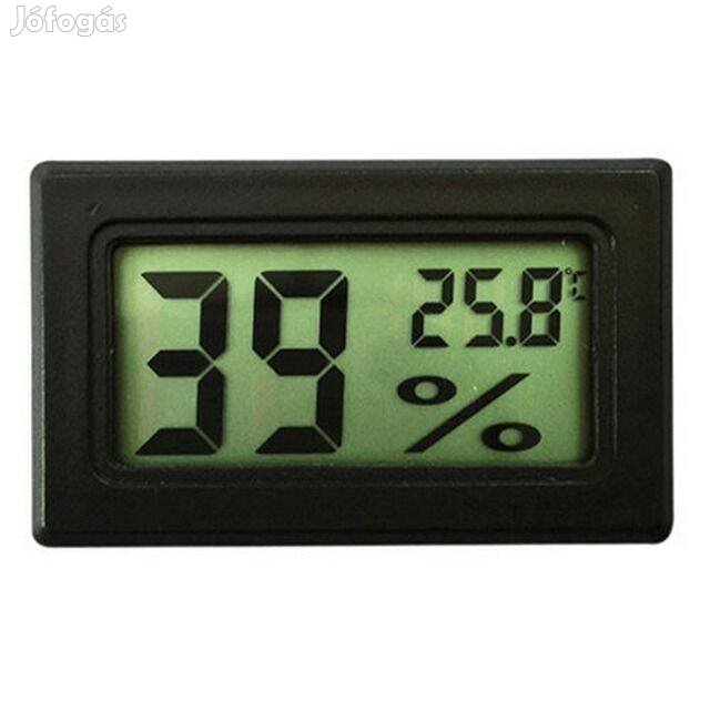 Digitális LCD Páratartalom mérő + Hőmérő (Fekete)