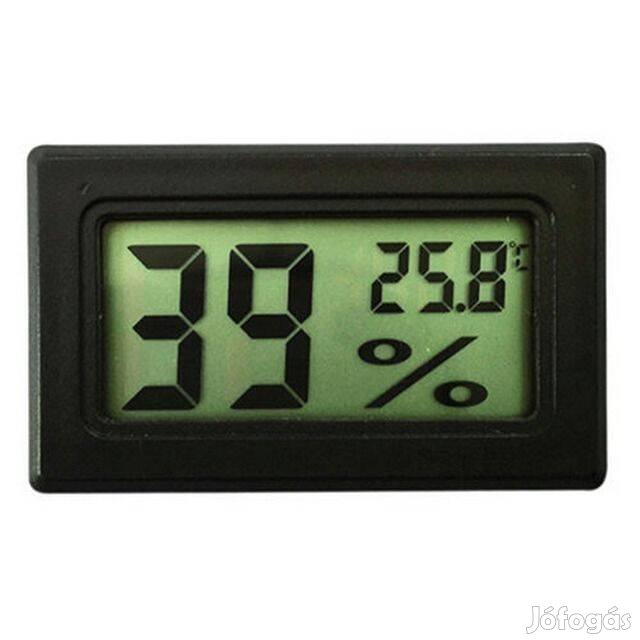 Digitális LCD Páratartalom mérő + Hőmérő (Fekete) _