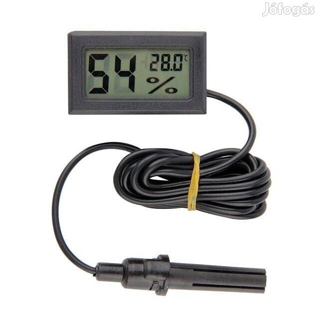 Digitális LCD Páratartalom mérő + Hőmérő, Kábeles (Fekete)