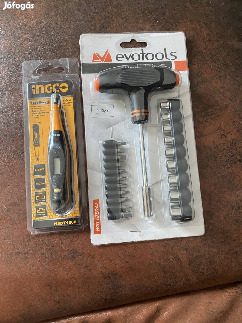 Digitális fázisceruza 21 db T-markolatú csavarhúzó készlet.