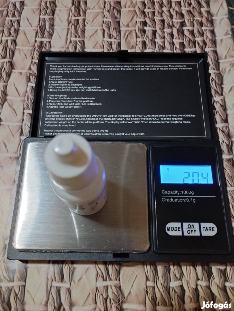 Digitális hordozható zseb-ékszermérleg 1000/0,1 gr. eladó