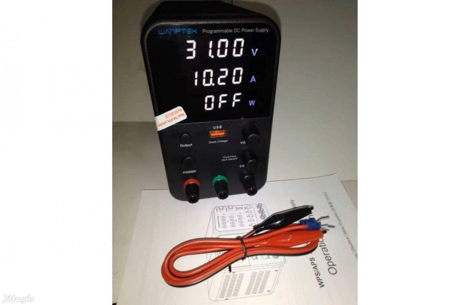 Digitális labortáp 30V 10A, CC, CV, rövidzár védelem, labor tápegység