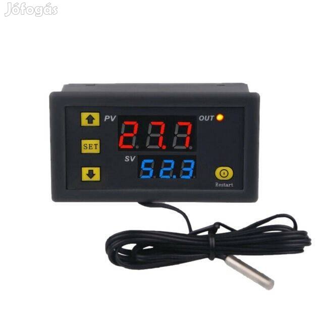 Digitális mini Termosztát 230V + 1m Hőmérő Kábel