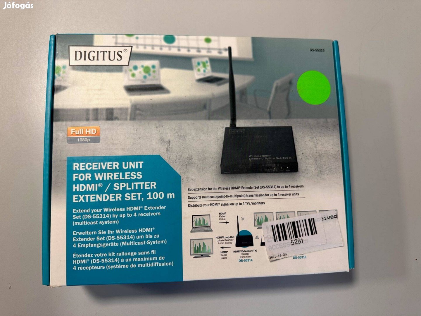 Digitus DS-55315 HDMI rádiójel vezérlésű vevő