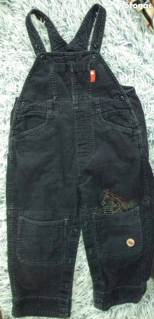 Dinós szürke kantáros kord nadrág, 86-98