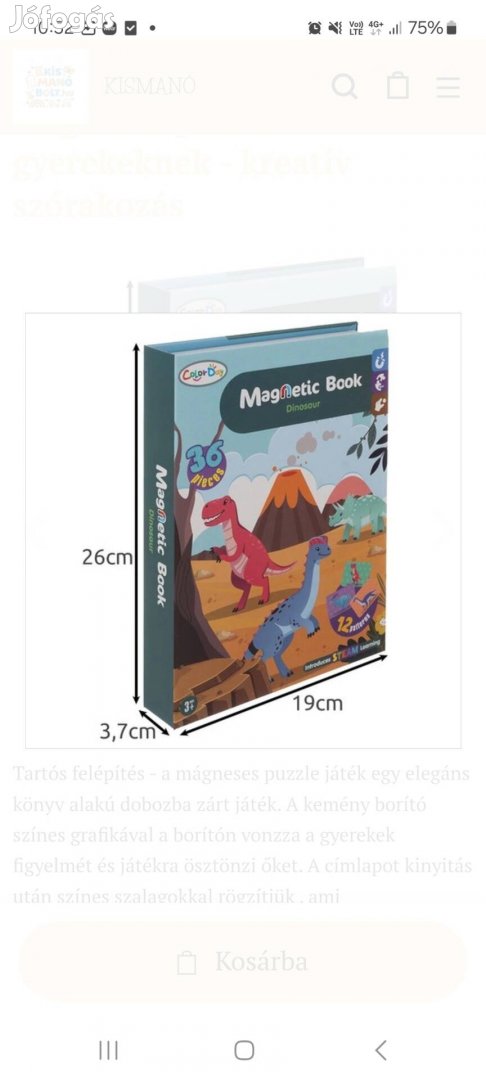 Dinoszaurusz témájú mágneses puzzle gyerekeknek - kreatív szórakozás