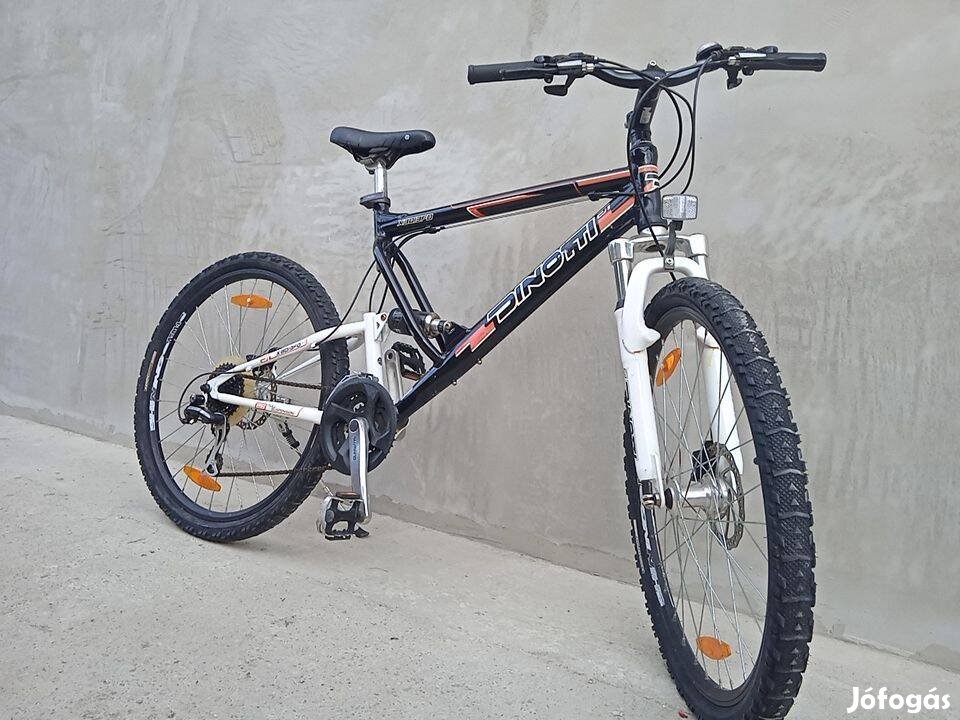 Dinotti 26"-os össztelós, első-hátsó tárcsfékes alu kerékpár, Shimano