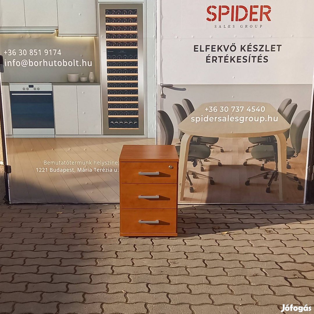 Dió színű irodai konténer, tároló, 3 fiókos - használt irodabútor