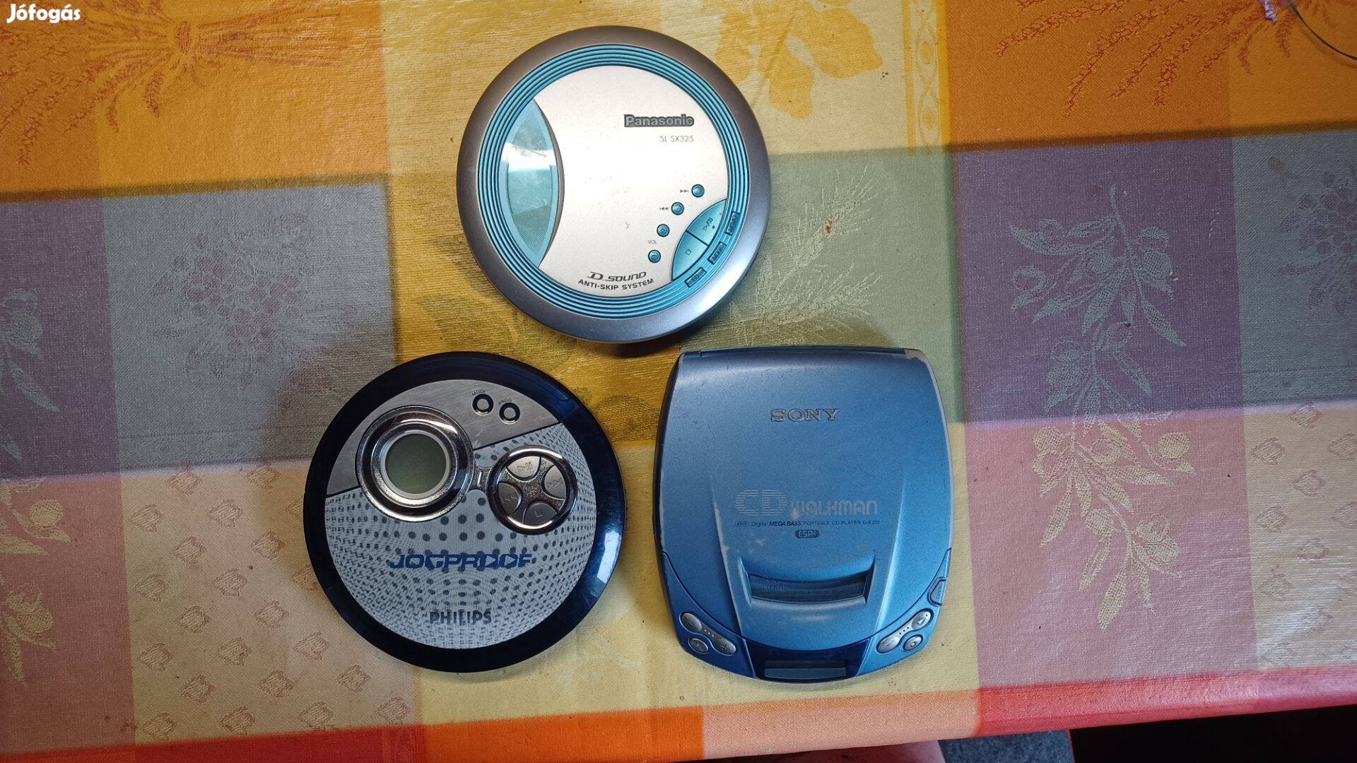 Discman 3 db + mp3 player (Mind hibás)