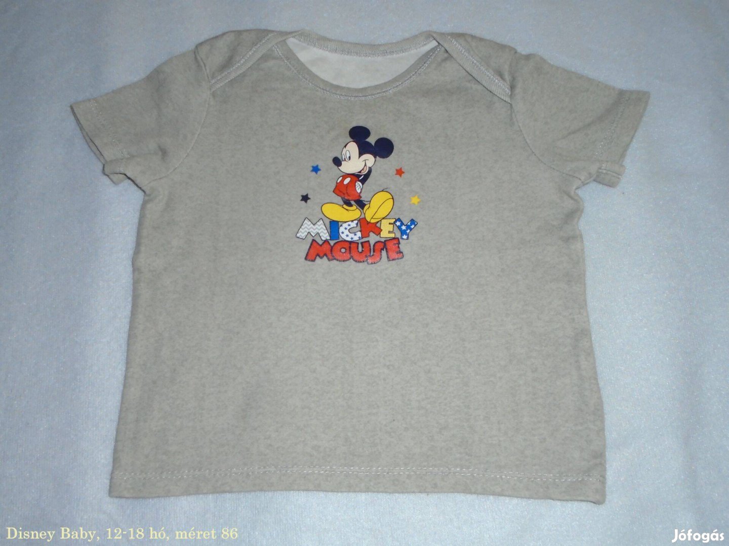 Disney Baby Mickey egér mintás szürke póló 12-18 hó (méret 86)