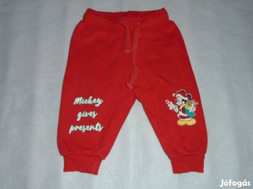 Disney Baby Mickey egér piros jogger nadrág 3-6 hó (méret 68)