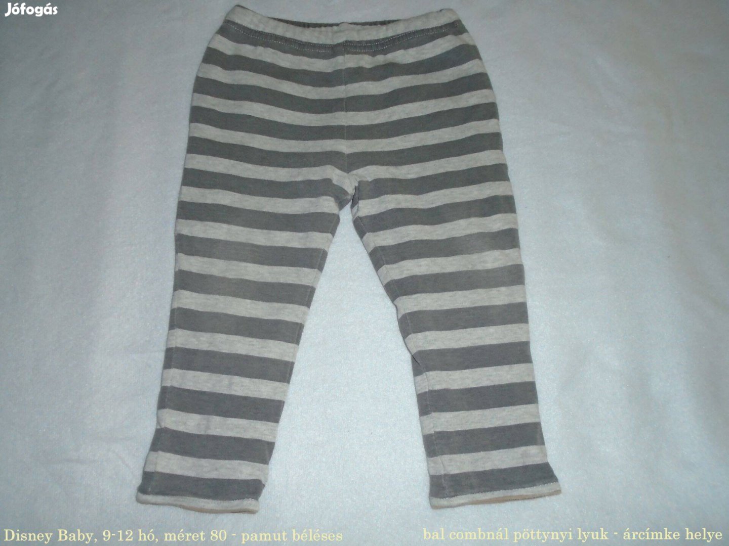 Disney Baby pamut béléses csíkos nadrág 9-12 hó méret 80