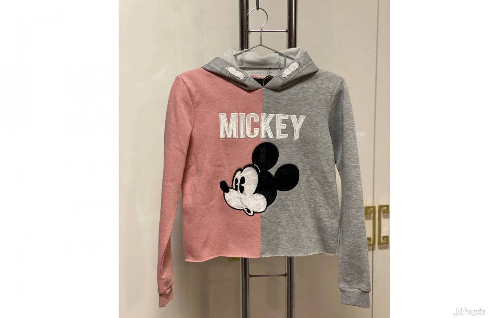 Disney Mickey mouse új vagány kapucnis felső pulóver 146 és 152