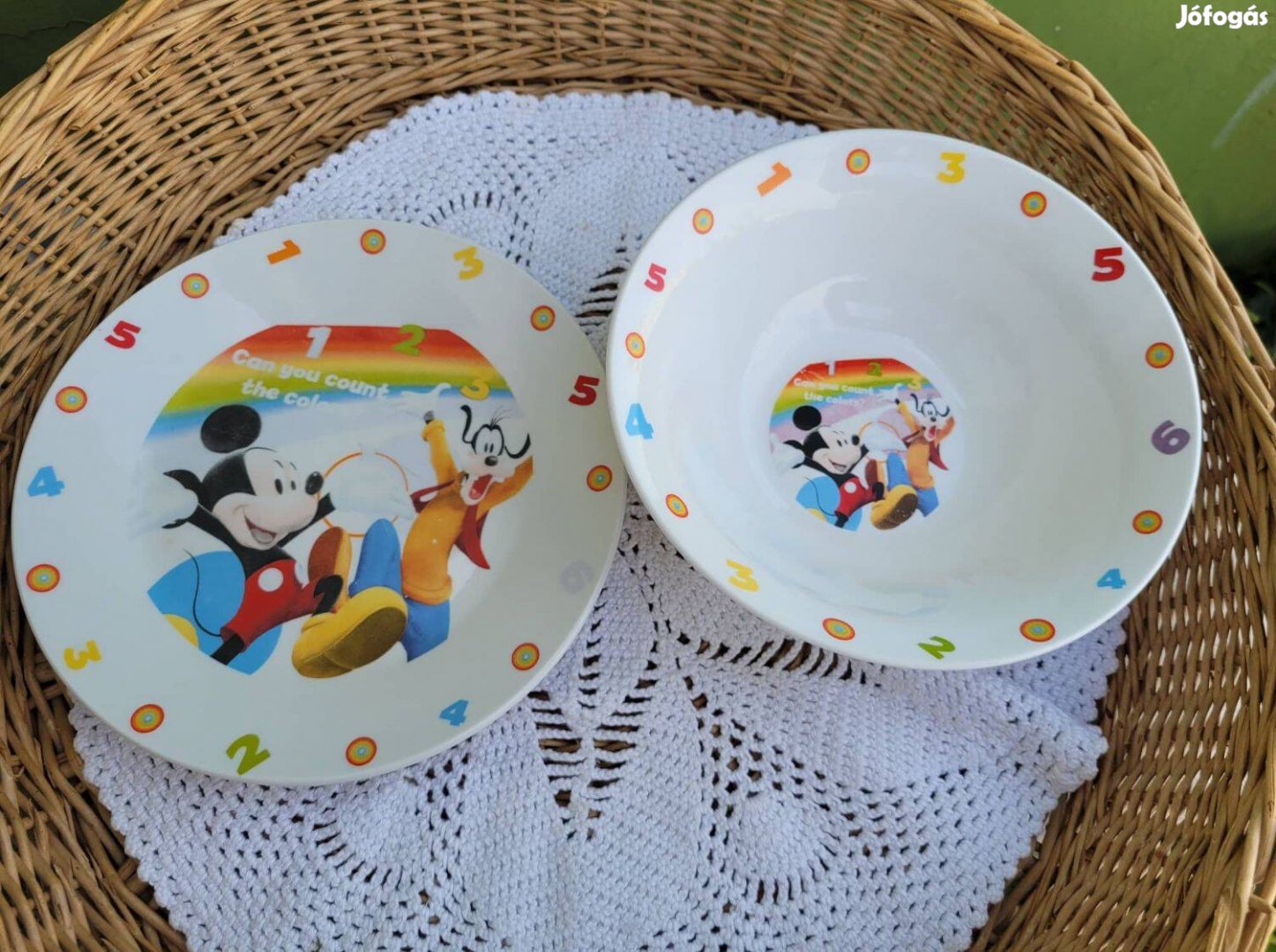 Disney Miki egér mintás porcelán gyerek étkező szett