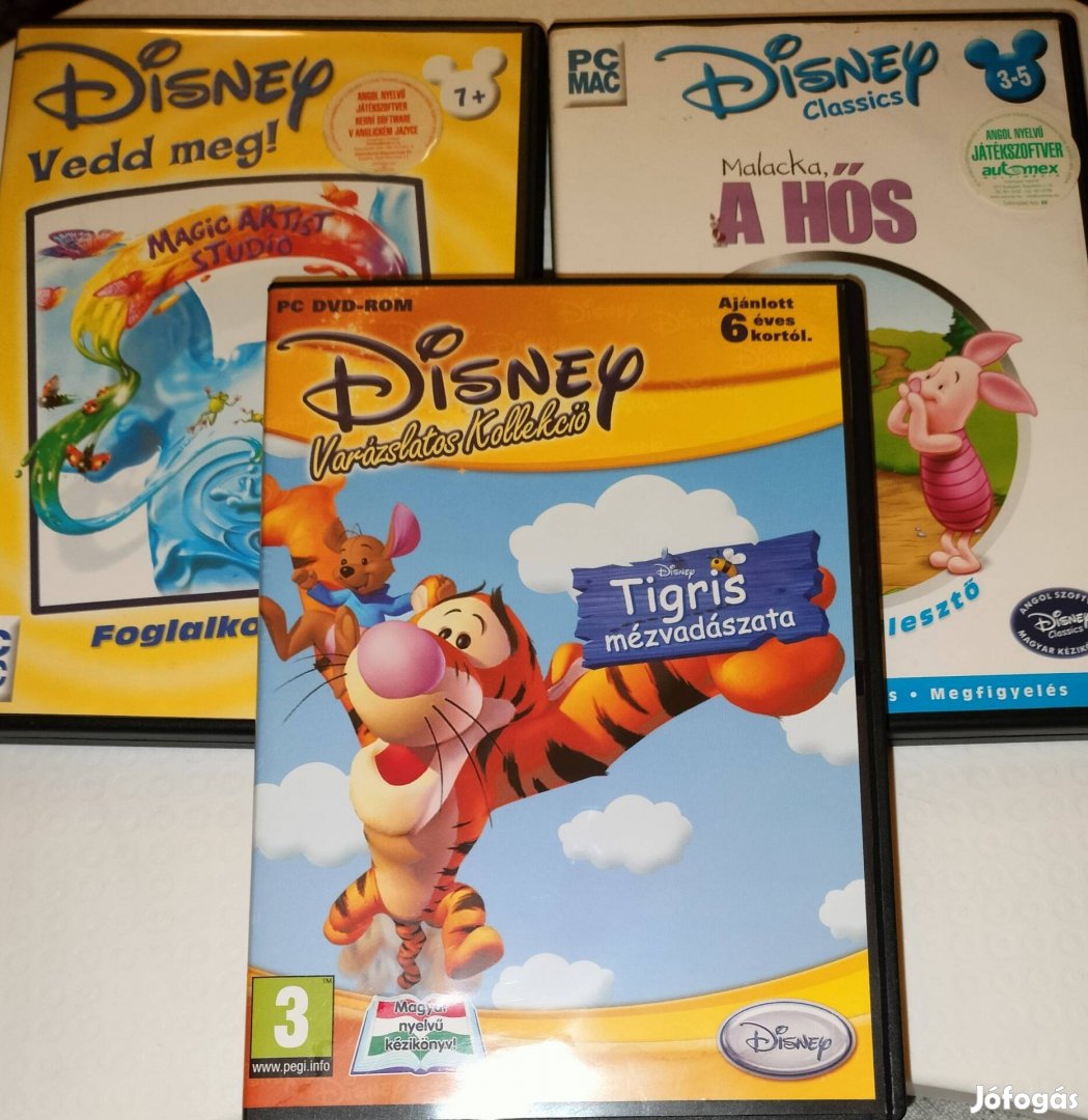 Disney pc játék 3 db egyben Malacka a hős, Tigris, Mickey Mouse