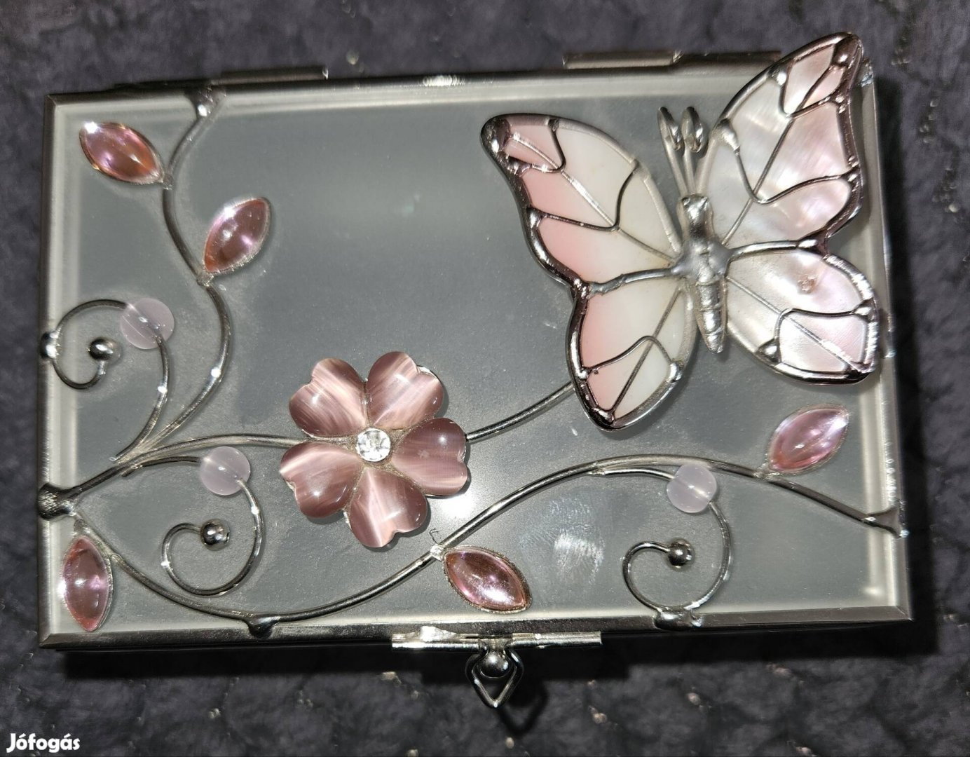 Díszes pillangós ékszerdoboz - 1285 cm