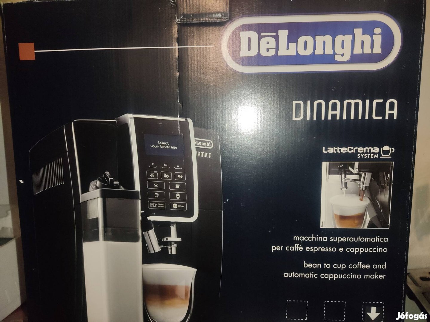 Dobozában Delonghi Dinamica full automata kávéfőző