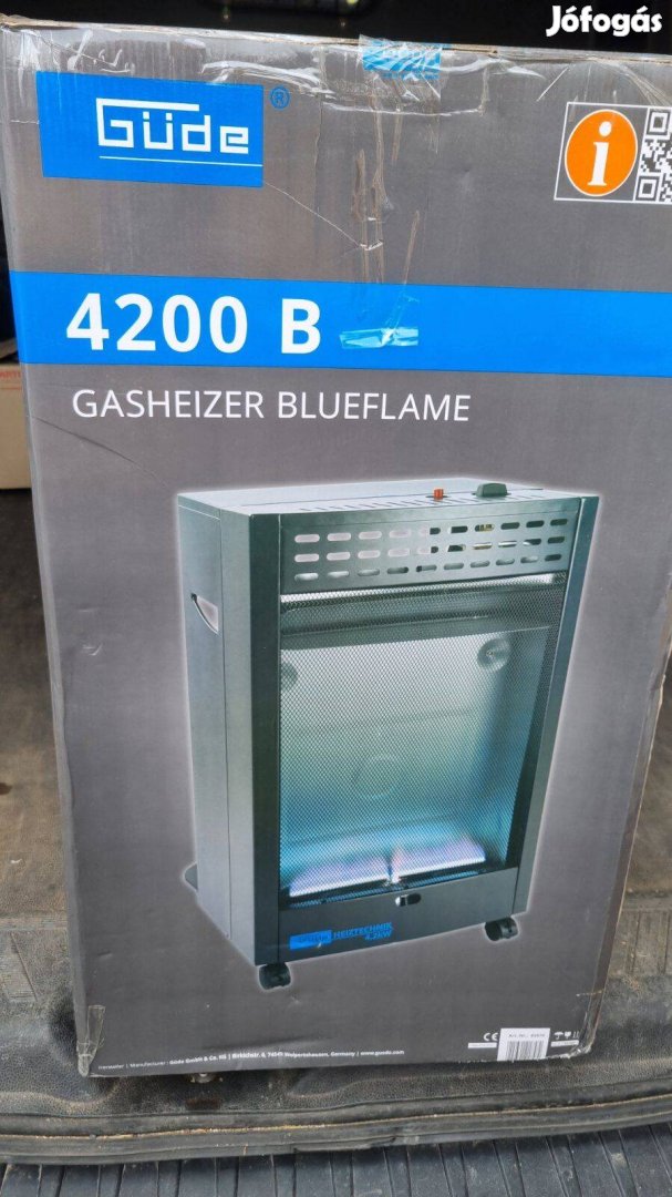 Dobozában, 4,2kW hőteljesítményű hordozható kályha, gázos