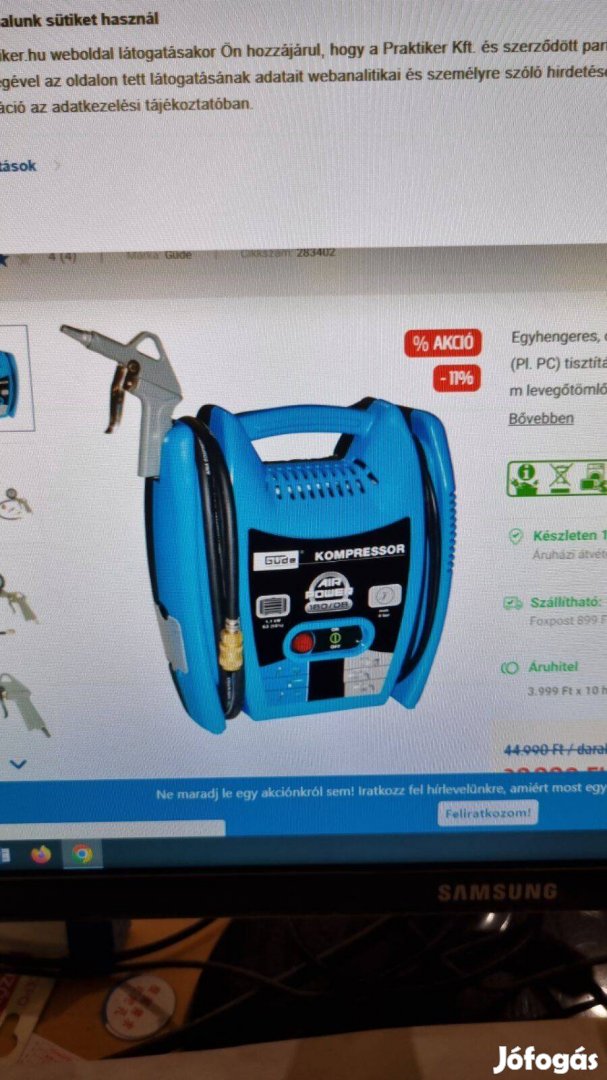 Dobozában mini légkompresszor egy hengeres, olajmentes kompresszor