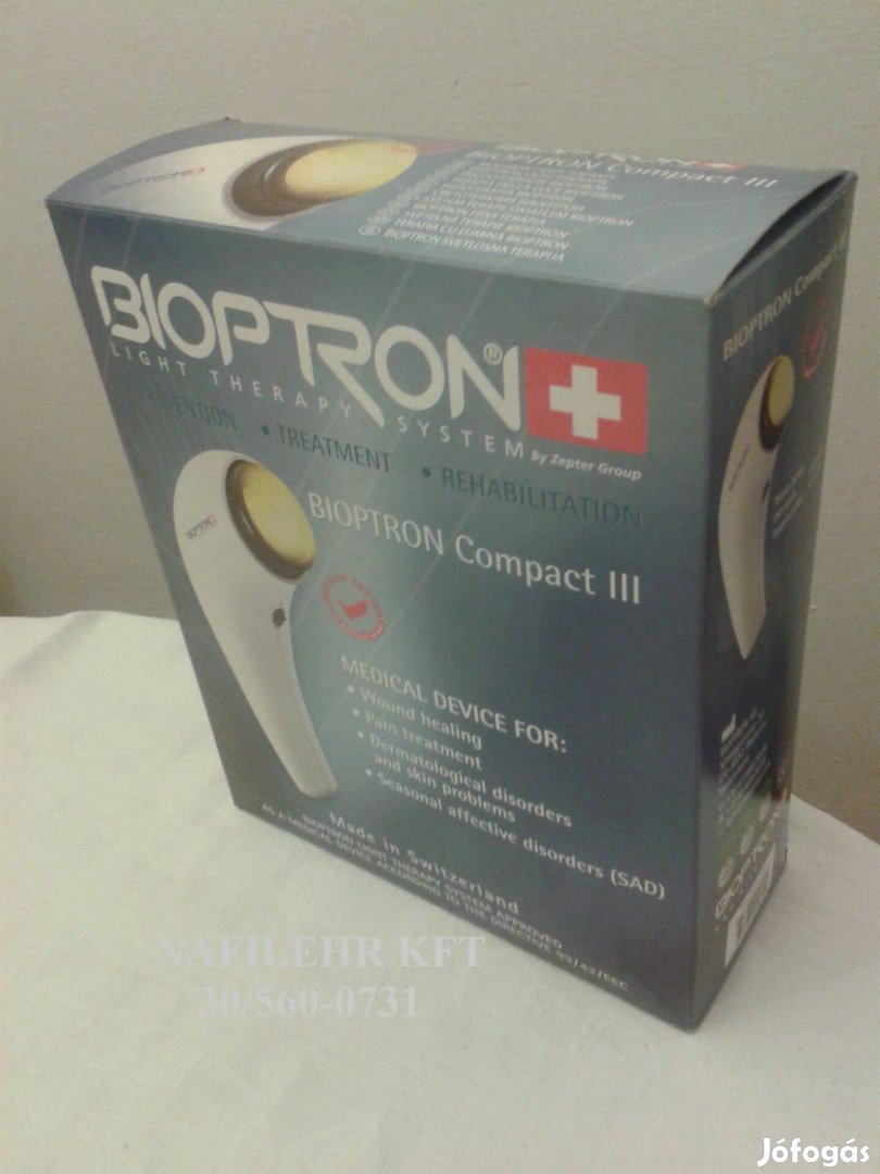 Dobozos szép Bioptron compact lámpa 5 év garanc, számla színek állvány